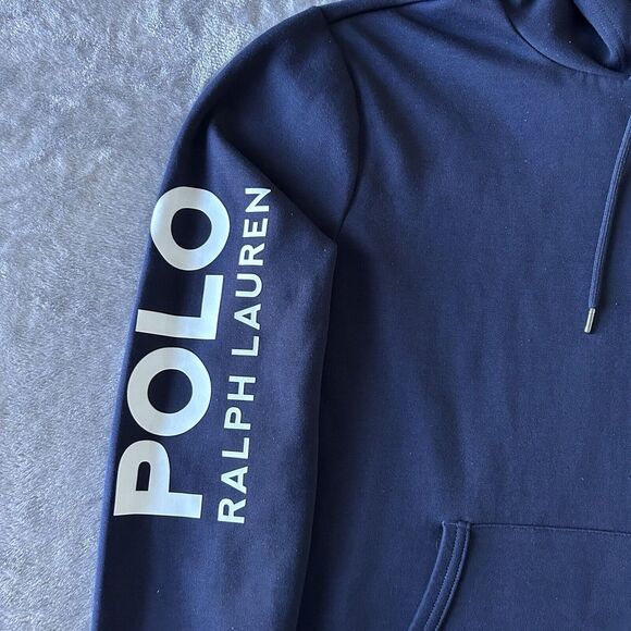 Polo Ralph Lauren 1967 Shield Hooded Sweatshirt Hoodie Mens Size Medium Blue - Picture 2 of 8